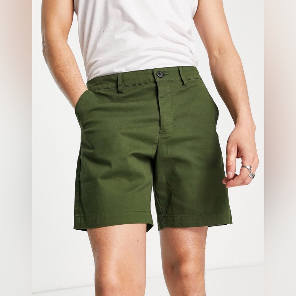 ASOS DESIGN slim chino shorts in green